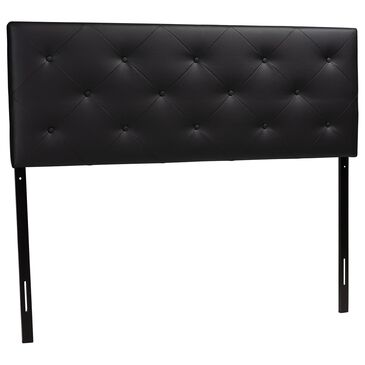 Baxton Studio Baltimore Queen Upholstered Panel Headboard in Black, , large