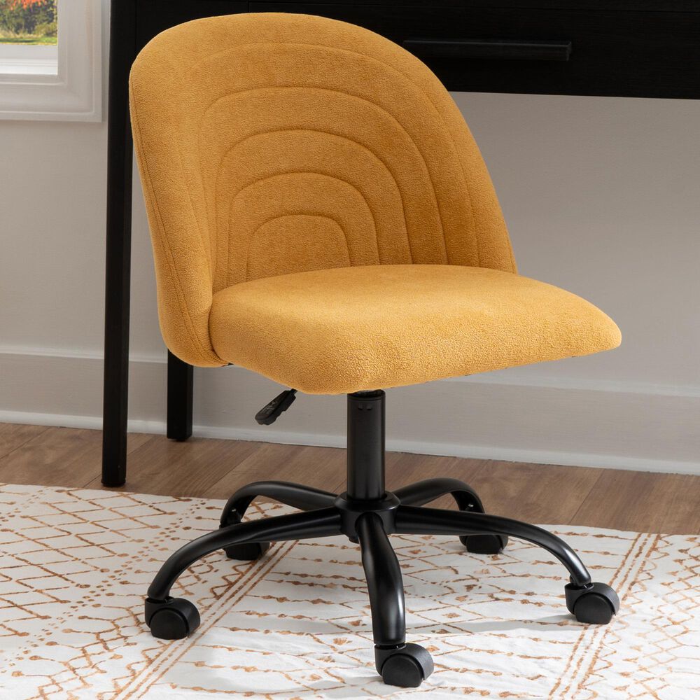 Linon Home Decor Skyla Swivel Office Chair in Yellow, , large