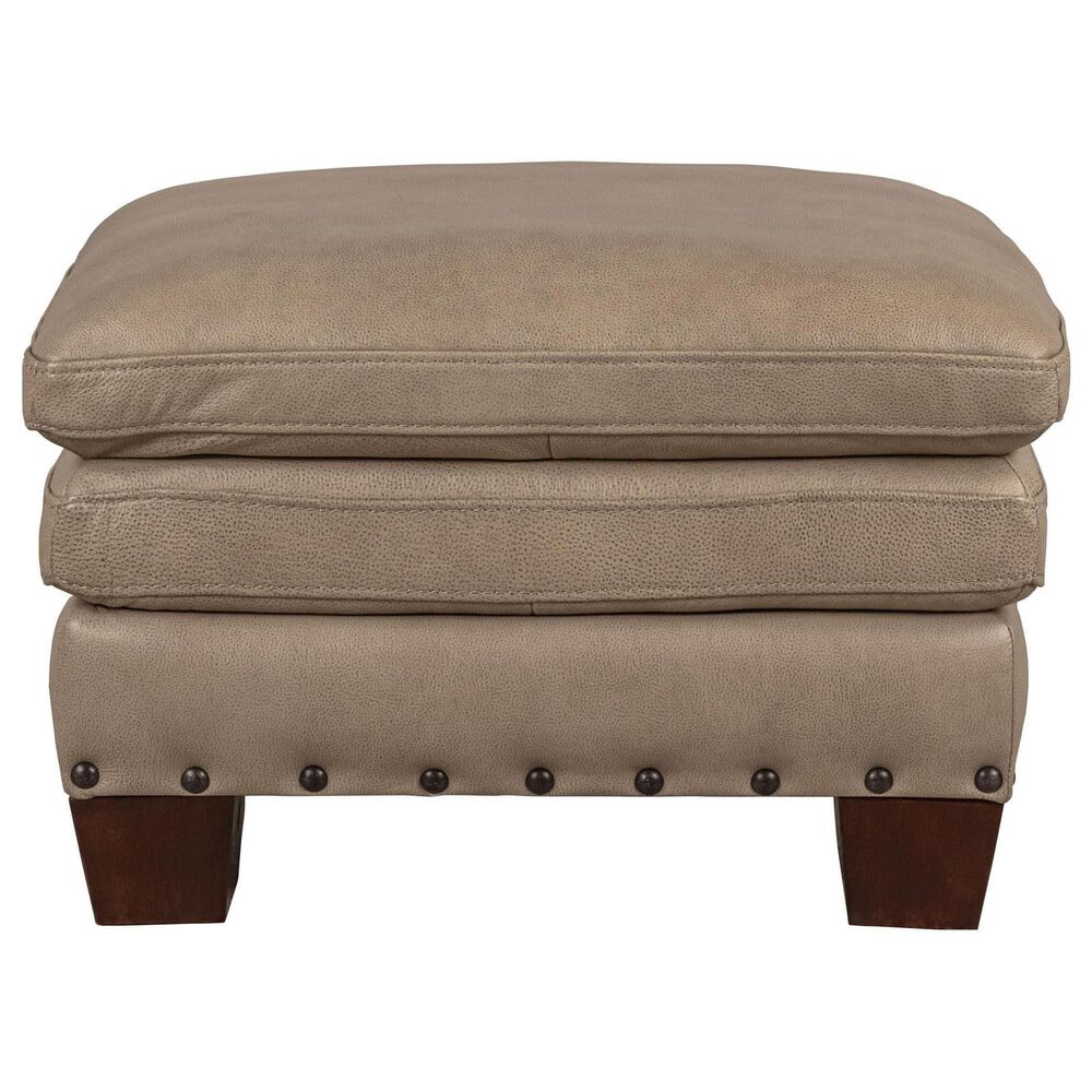 Bordeaux &amp; Co Stationary Leather Chair and Ottoman Set in Juno Pebble, , large