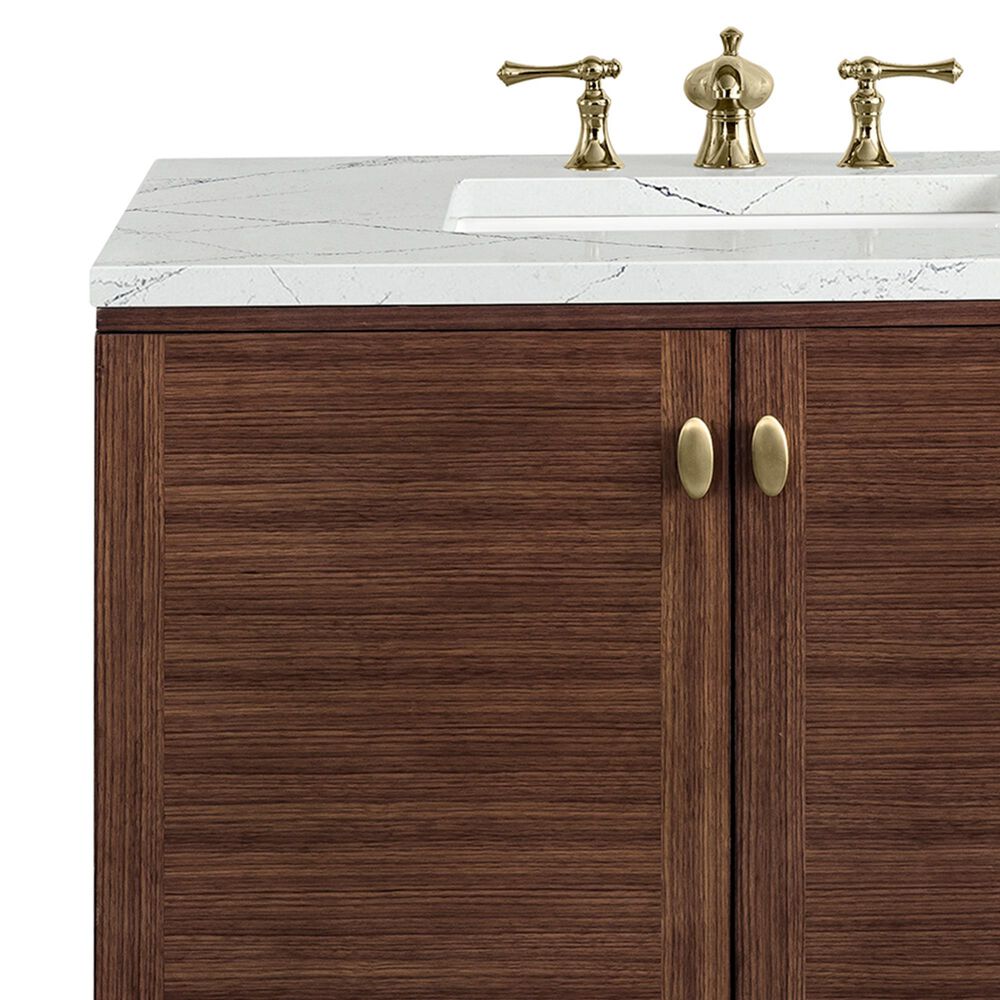 James Martin Vanities Amberly 36&quot; Single Bathroom Vanity in Walnut with 3 cm Ethereal Noctis Quartz Top and Rectangular Sink, , large