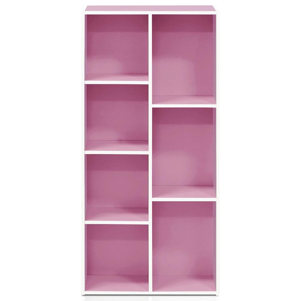 HOMLUX 7-Cube Reversible Open Shelf Storage Bookshelf in White and Pink, , large