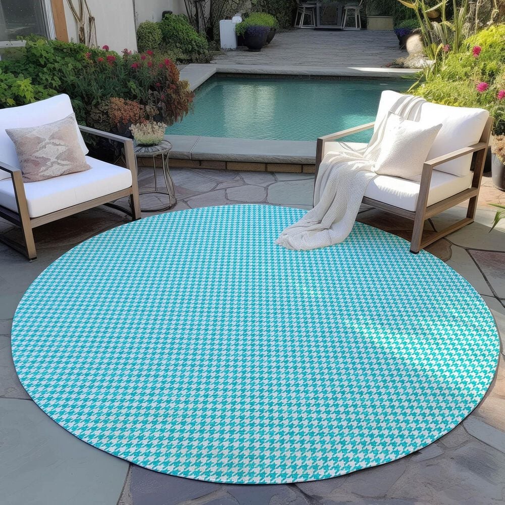Dalyn Rug Company Hinton 10&#39; Round Aqua Indoor/Outdoor Area Rug, , large