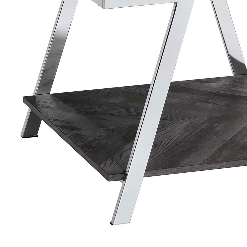 Steve Silver Roma End Table in Shadow Grey and Chrome, , large