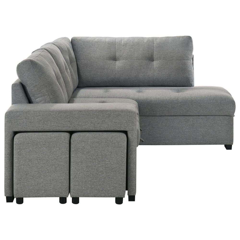 Coaster Roanne Fabric Upholstered Sleeper Sectional Sofa Grey, , large