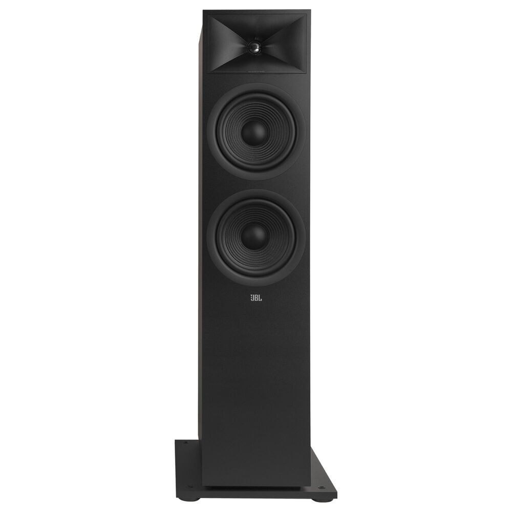 JBL 5.25 Bookshelf Loudspeaker + 8 Floorstanding Loudspeaker + 4.5 Center Channel Loudspeaker in Espresso + 12&quot; Powered Subwoofer in Latte + 7.2 Channel AV 8K Receiver in Black, , large