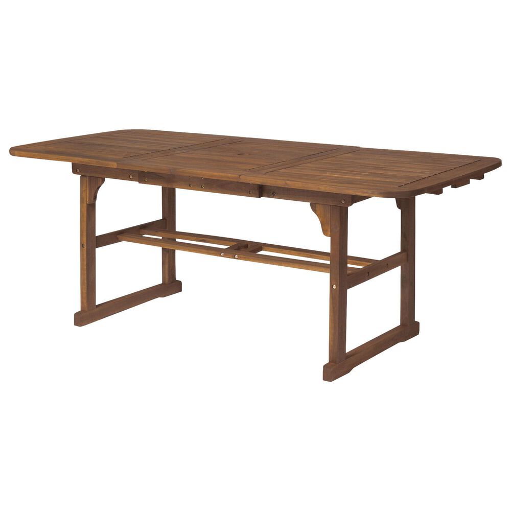 Walker Edison Acacia Wood Patio Butterfly Dining Table in Dark Brown, , large