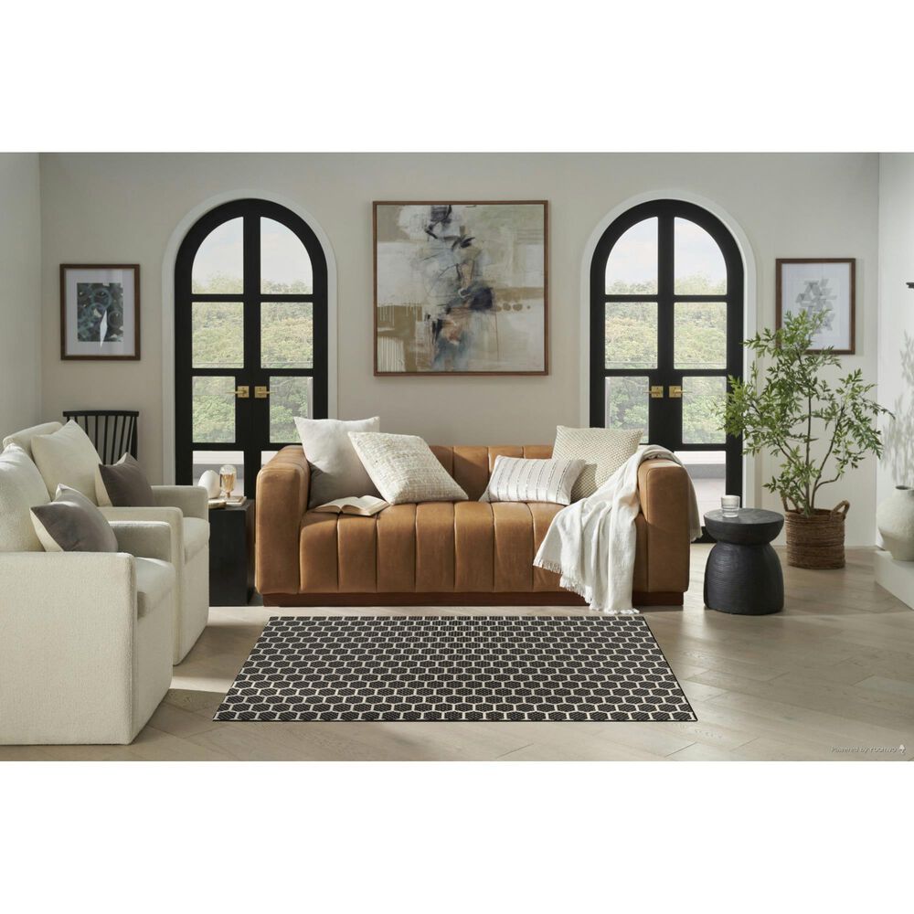 Nourison Twist Reversible 4&#39; x 6&#39; Black Indoor/Outdoor Area Rug, , large