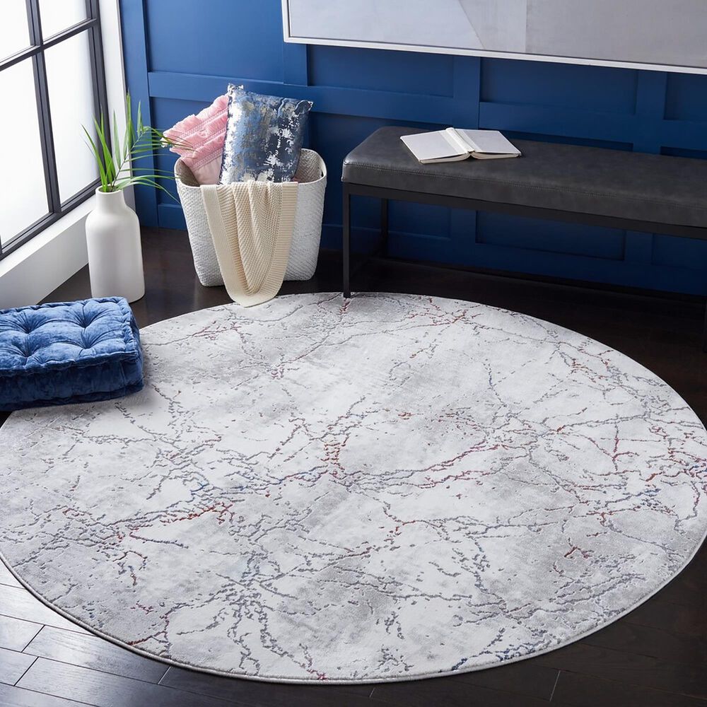 Safavieh Craft CFT960F 6&#39;7&quot; Round Grey and Wine Area Rug, , large