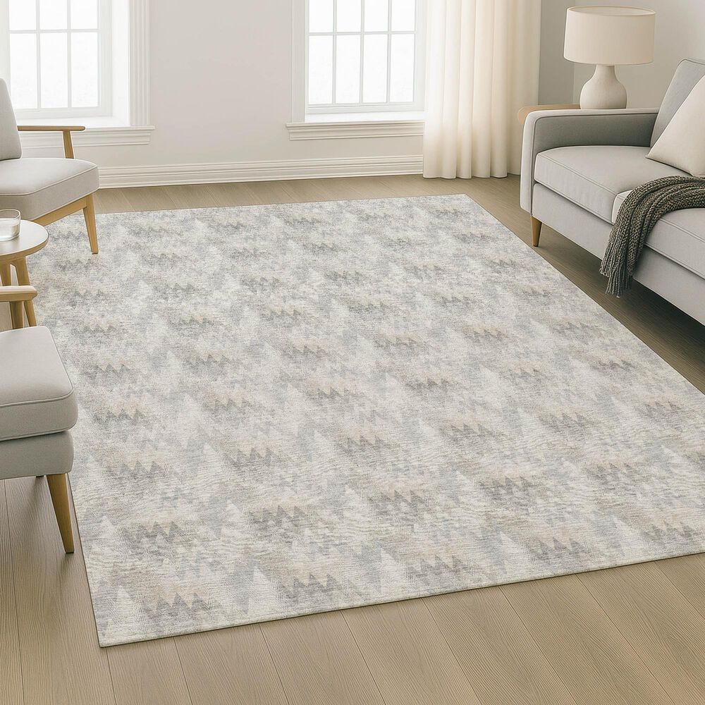 Dalyn Rug Company Soft Essentials Chevron Silver 5' x 7'6" Area Rug, , large