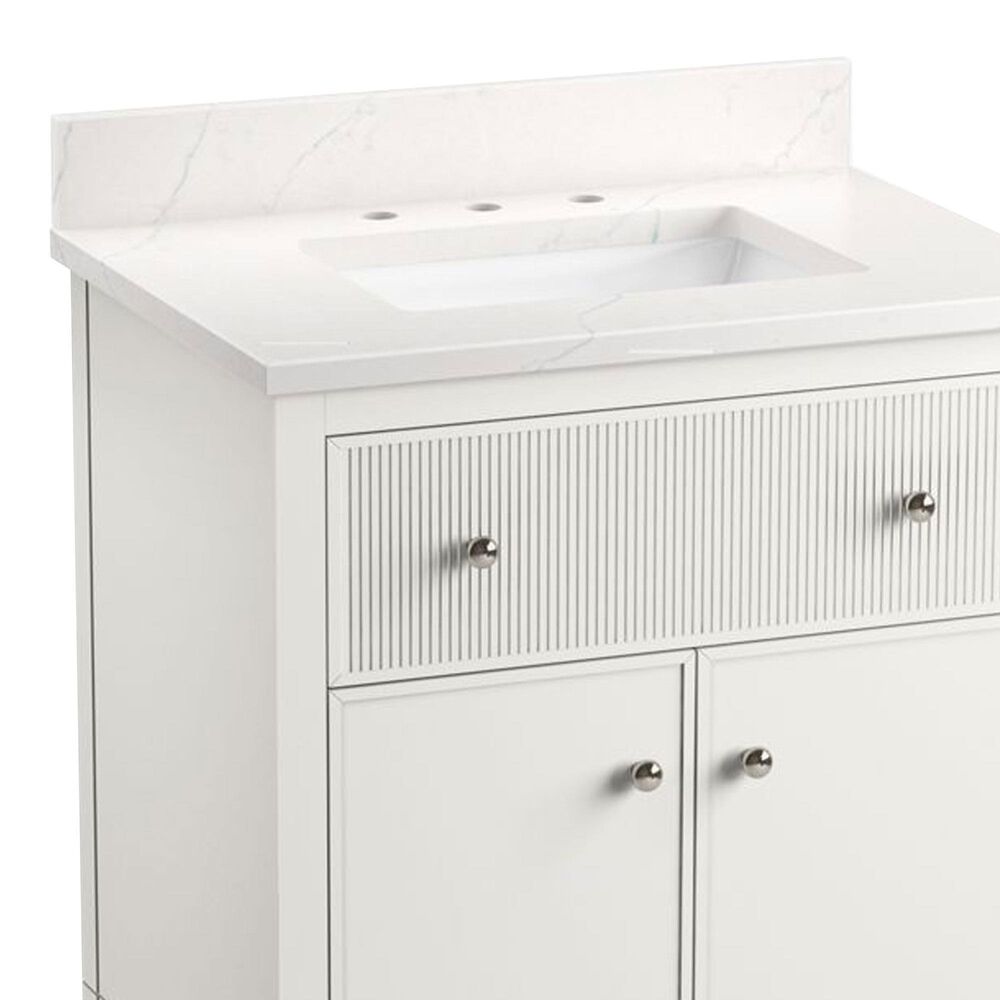 Kohler Malin 30" Single Bathroom Vanity in White with 3 cm White Quartz Top and Rectangular Sink, , large