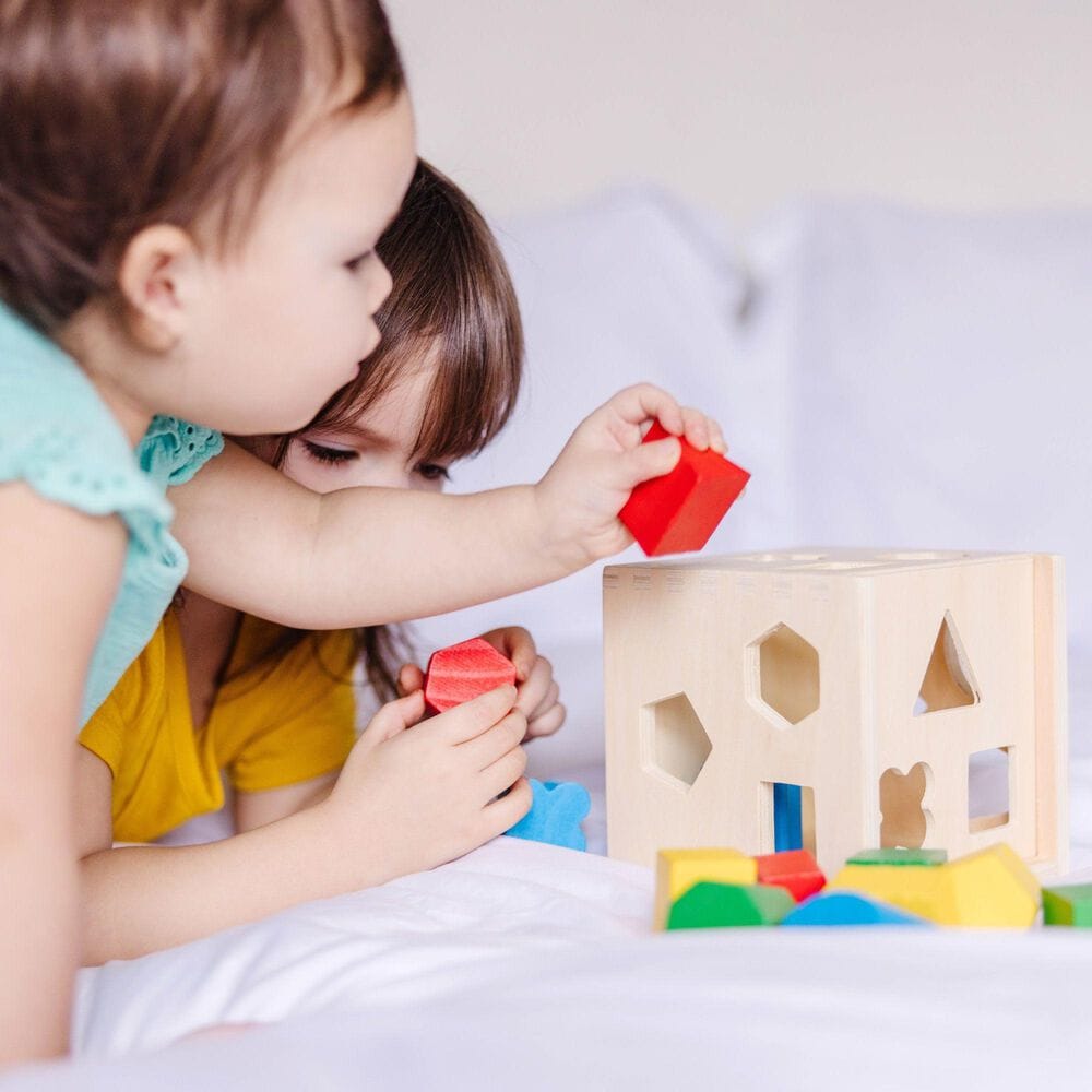 Melissa &amp; Doug Shape Sorting Cube Wooden Toy, , large