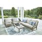 Ashley Rainier Ranch Outdoor Sofa with Beige Cushion in Brown, , large