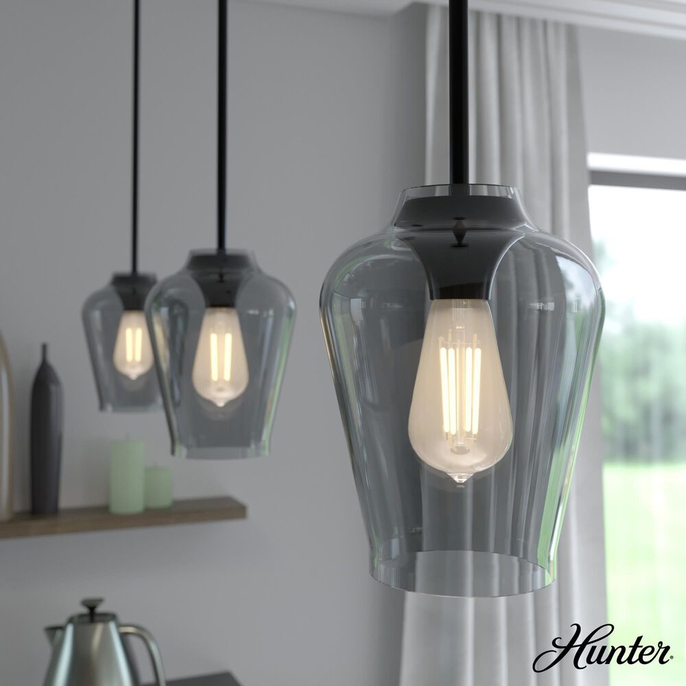 Hunter Vidria 7.25&quot; 1-Light Mini Pendant in Matte Black, , large