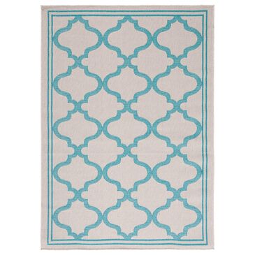 Safavieh Bermuda 3" x 5" Beige and Aqua Indoor/Outdoor Area Performance Rug, , large