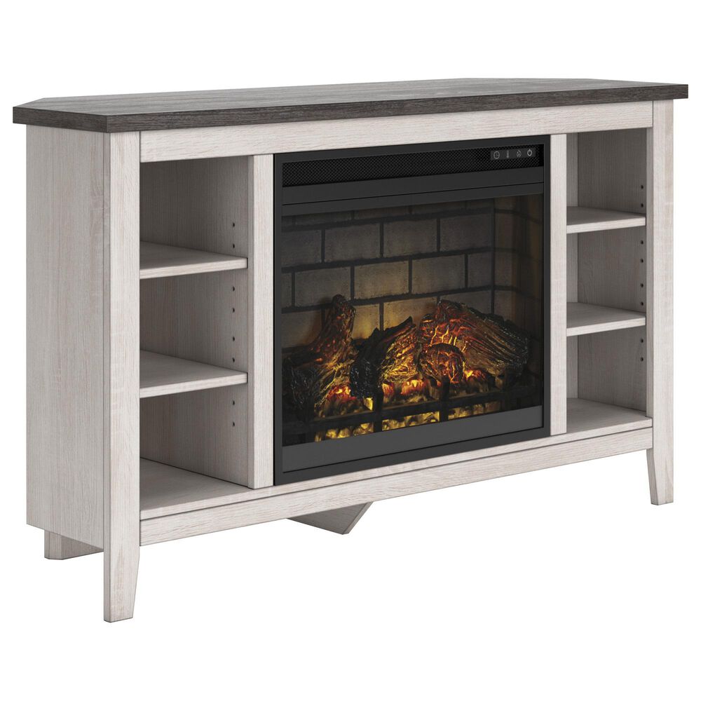Ashley Dorrinson 48&quot; Corner TV Stand in Antiqued White and Gray, , large