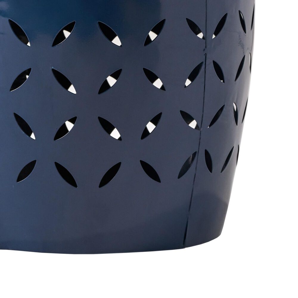 Hearth and Haven Lilac Outdoor Metal Side Table with Cylindrical Design in Dark Blue, , large