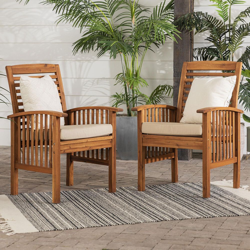 Walker Edison Midland Patio Chairs in Brown &#40;Set of 2&#41;, , large