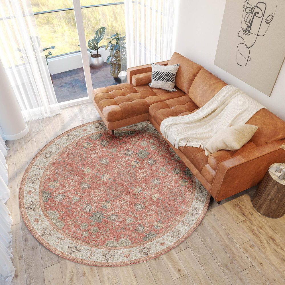 Dalyn Rug Company Hatay 8&#39; Round Coral Area Rug, , large