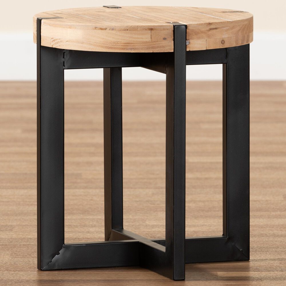 Baxton Studio Horace End Table in Natural Brown and Black, , large