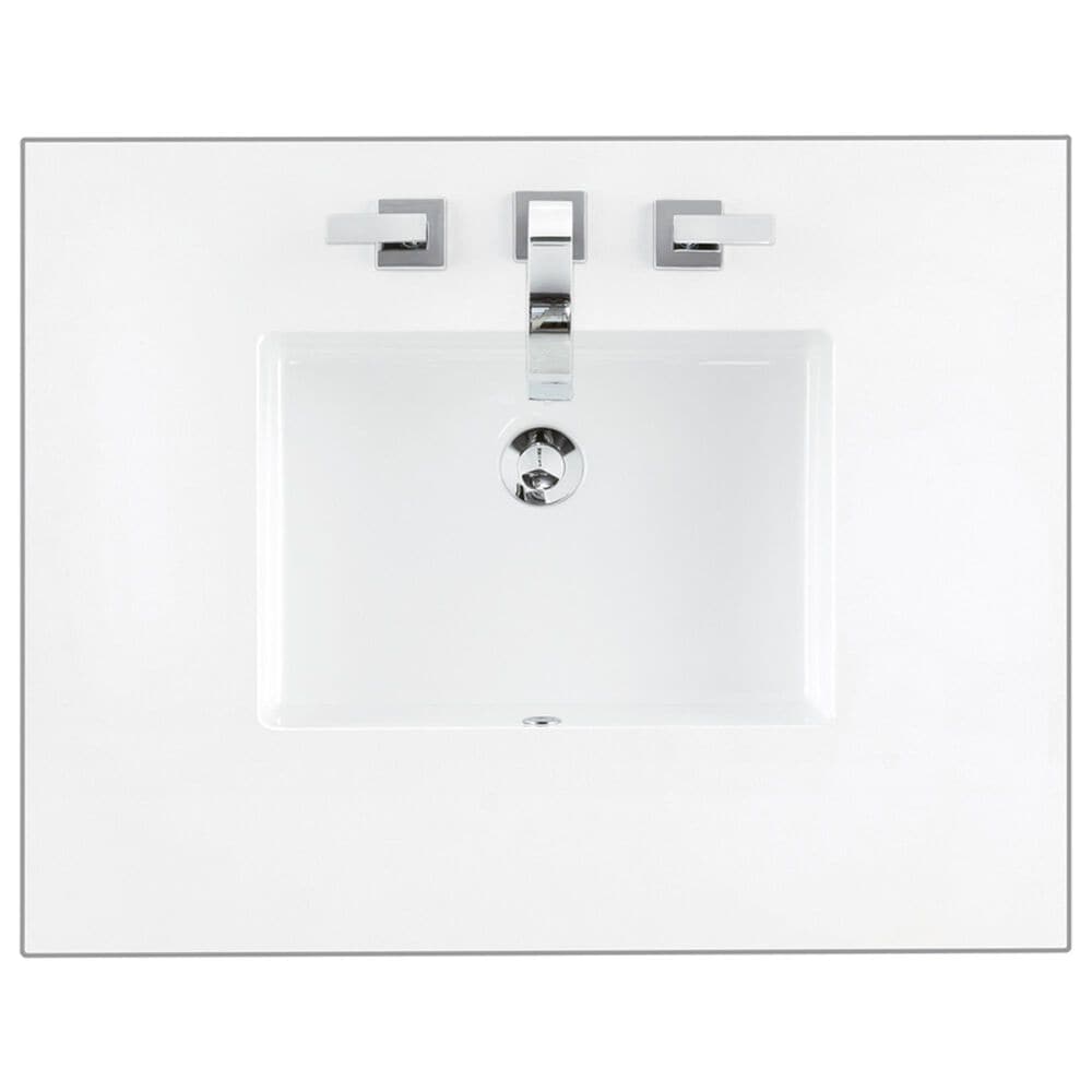James Martin Vanities Chicago 30&quot; Single Bathroom Vanity in White Washed Walnut with 3 cm White Zeus Quartz Top and Rectangular Sink, , large