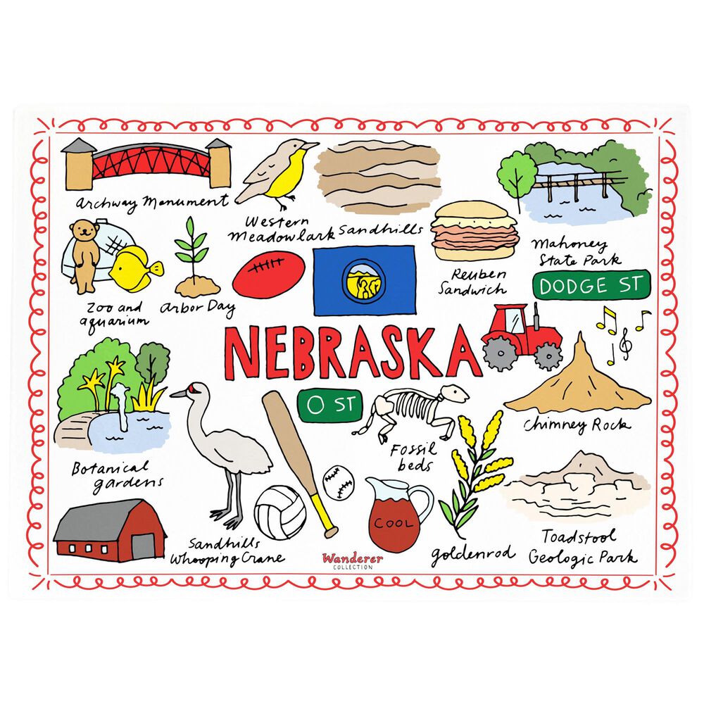 1 Brilliant Gift Wanderer Nebraska Tempered Glass Cutting Board in White, , large