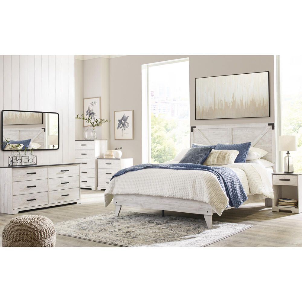 Ashley Shawburn 3-Piece Queen Bedroom Set in Whitewash and Charcoal Gray, , large