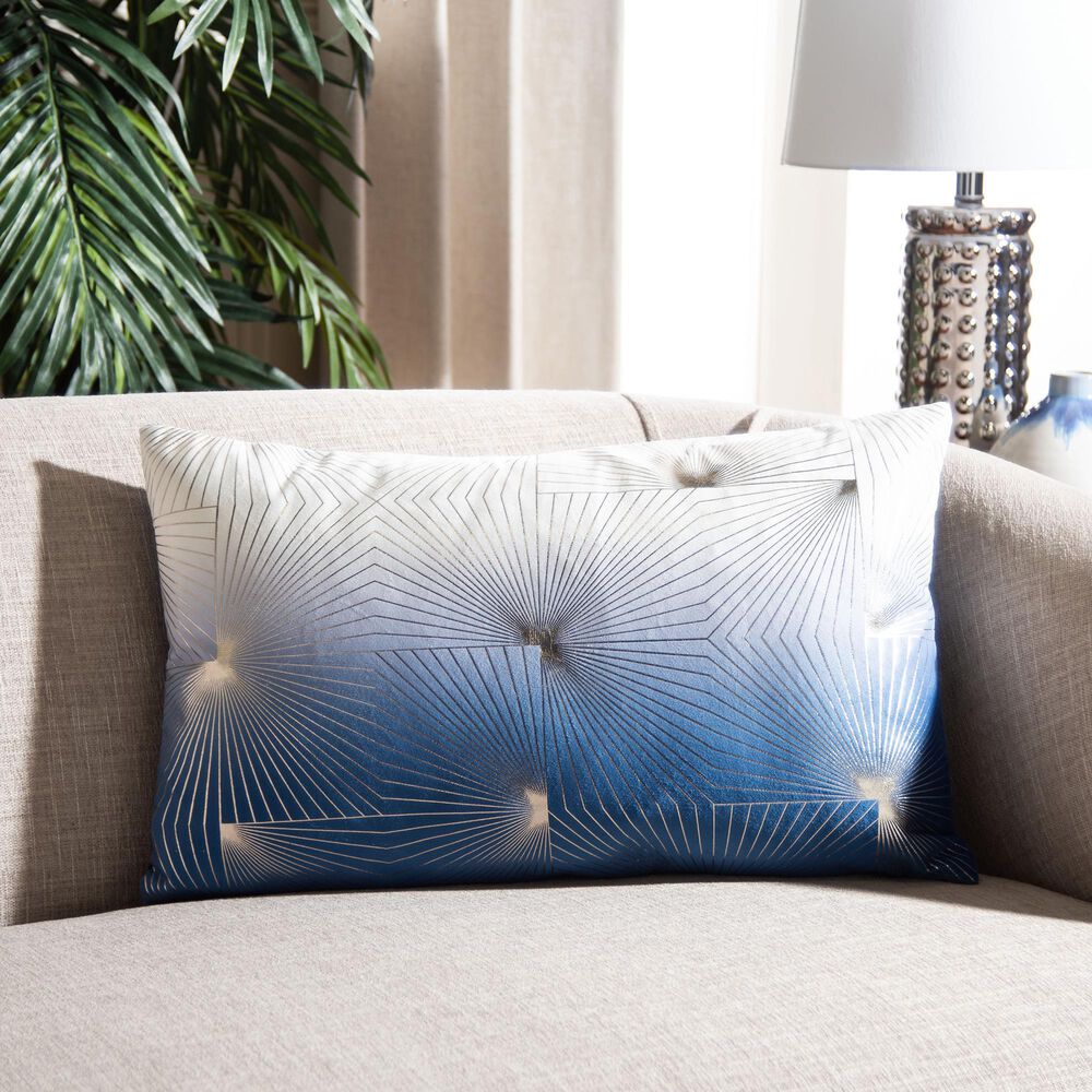 Safavieh Loran 12&quot; x 20&quot; Pillow in Navy and Gray, , large