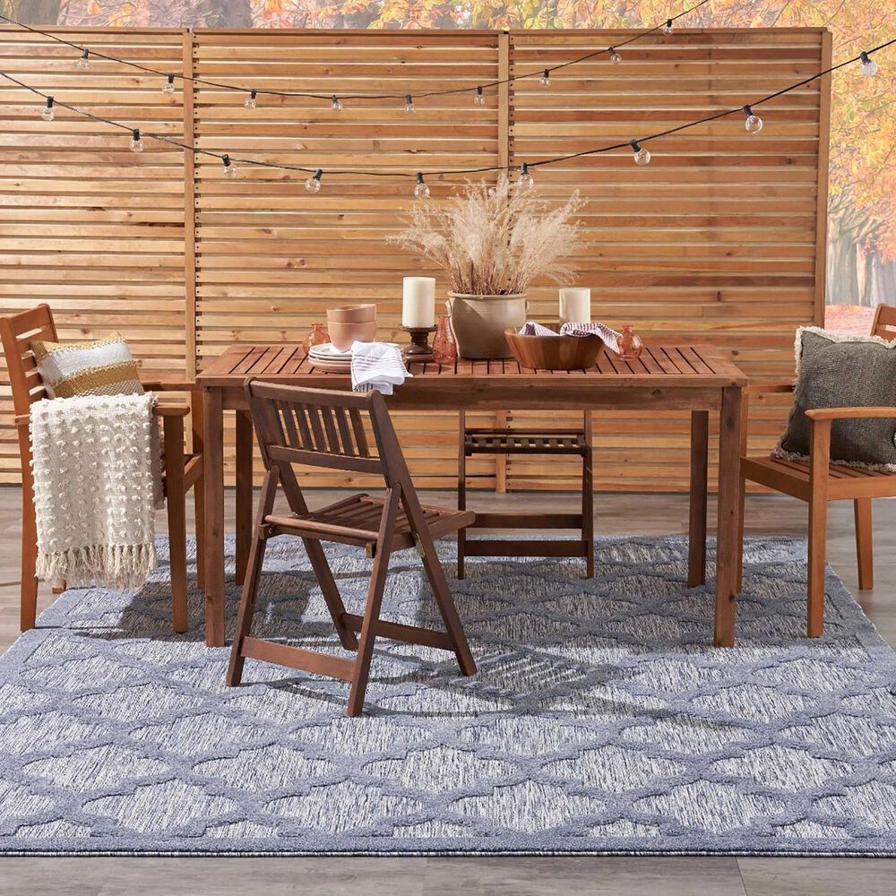 Nourison Easy Care 7&#39; x 10&#39; Denim Blue Indoor/Outdoor Area Rug, , large