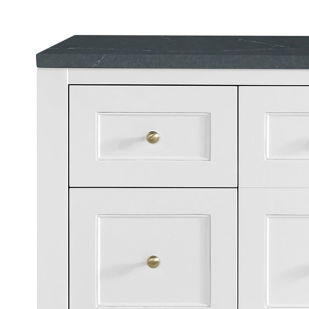 James Martin Vanities Breckenridge 60&quot; Single Bathroom Vanity in Bright White with 3 cm Charcoal Soapstone Quartz Top and Rectangular Sink, , large