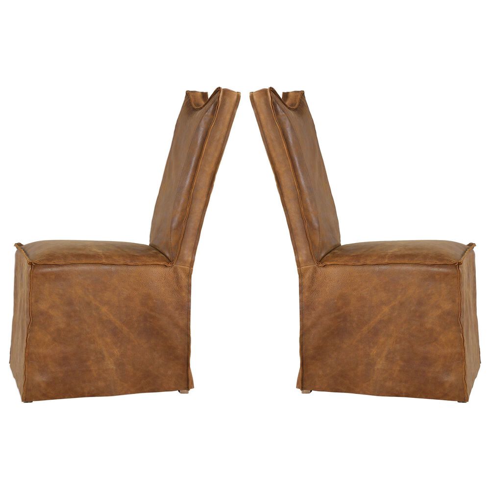 Uttermost Delroy Armless Chair Set of Two in Brown, , large