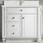 James Martin Vanities Bristol 36" Single Bathroom Vanity in Bright White with Single Hole 3 cm White Zeus Quartz Top and Rectangular Sink, , large