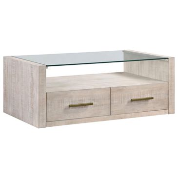 Steve Silver Garland Coffee Table in Washed Parchment and Clear, , large