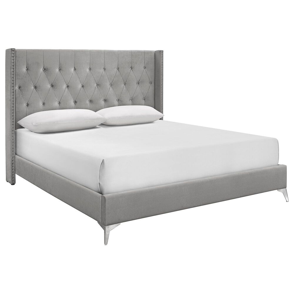 New Heritage Design Huxley Queen Upholstered Bed in Gray, , large