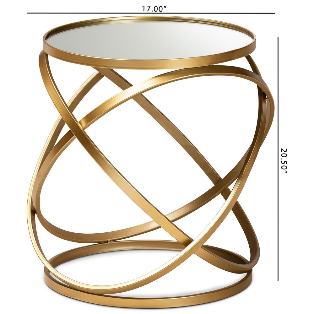 Baxton Studio Desma End Table in Brushed Gold, , large