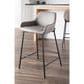 LumiSource Daniella 24" Counter Stool with Grey Upholstery in Black (Set of 2), , large