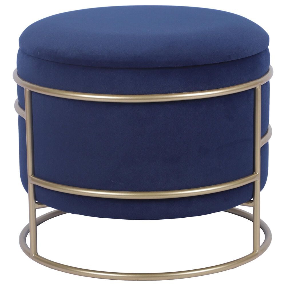 Rta Products Elegant Storage Ottoman with Gold Frame in Blue, , large