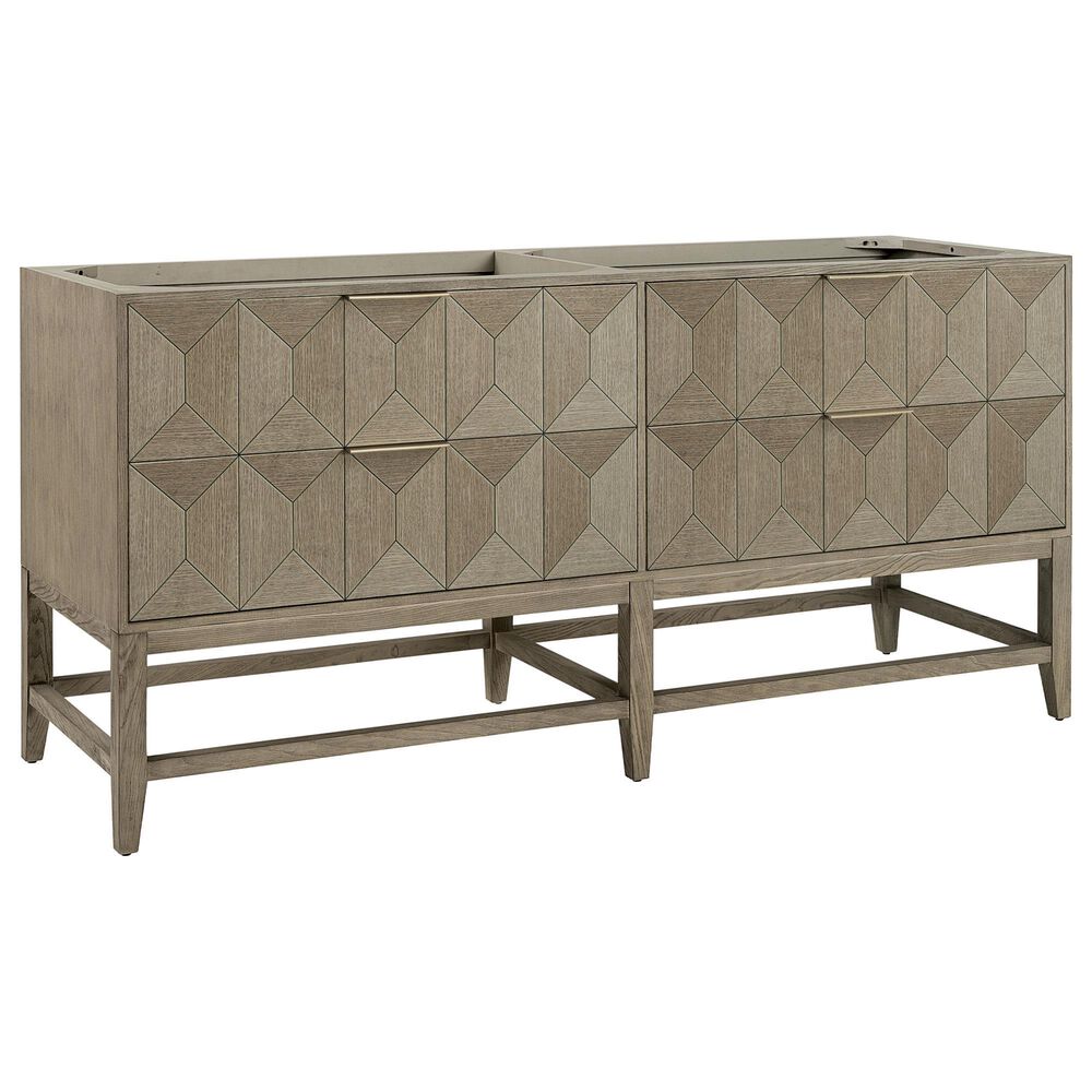 James Martin Vanities Emmeline 72" Double Bathroom Vanity in Pebble Oak with 3 cm Ethereal Noctis Quartz Top and Rectangular Sinks, , large