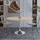 Leisuremod LeisureMod Verve Collection 48 Round Dining Table, Brushed Chrome Base with Light Natural Wood MDF Top, , large