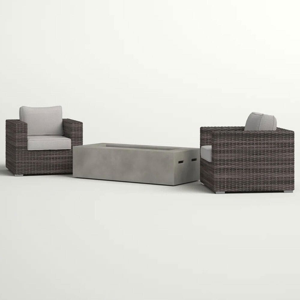Hearth and Haven 3-piece Outdoor Wicker Conversation Set with Concrete Fire Pit Table in Gray, , large