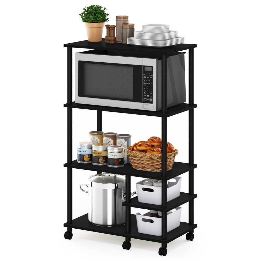HOMLUX Turn-N-Tube 4-Tier Kitchen Storage Cart in Americano and Black, , large
