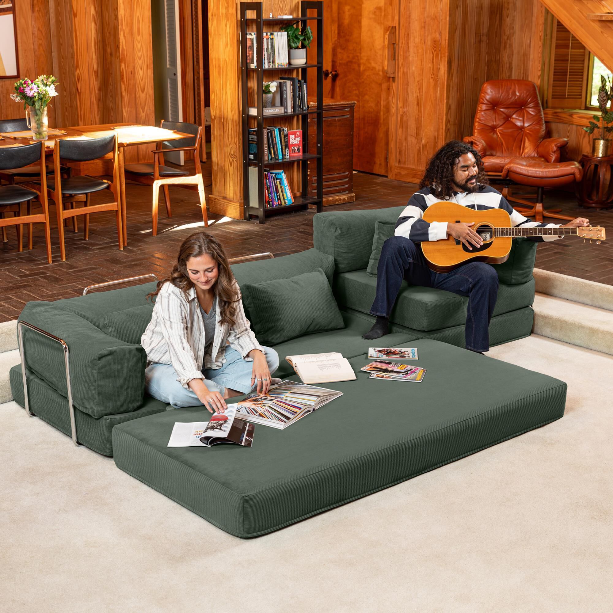 Jaxx Unsofa Stationary Sofa in Forest Dark Green
