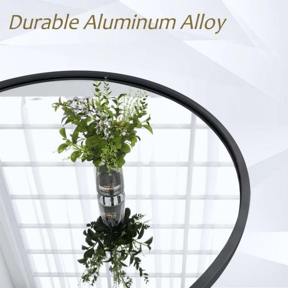 HOMLUX 16" x 48" Oval Wall Mirror in Black, , large