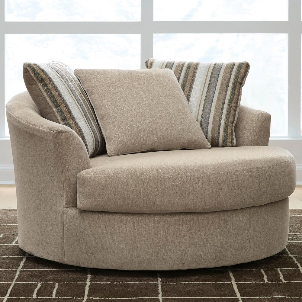 Ashley Linenhause Oversized Swivel Accent Chair in Dune, , large