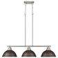Golden Lighting Duncan 3-Light Pendant with Rubbed Bronze Shade in Pewter, , large
