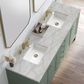 James Martin Vanities Chicago 72" Double Bathroom Vanity in Smokey Celadon with 3 cm Victorian Silver Quartz Top, Rectangular Sinks and FreePower Wireless Charger, , large
