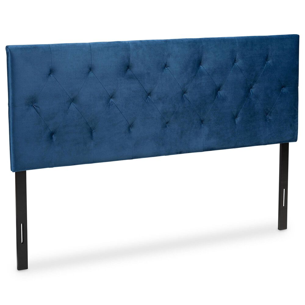 Baxton Studio Felix Full Upholstered Panel Headboard in Navy Blue, , large