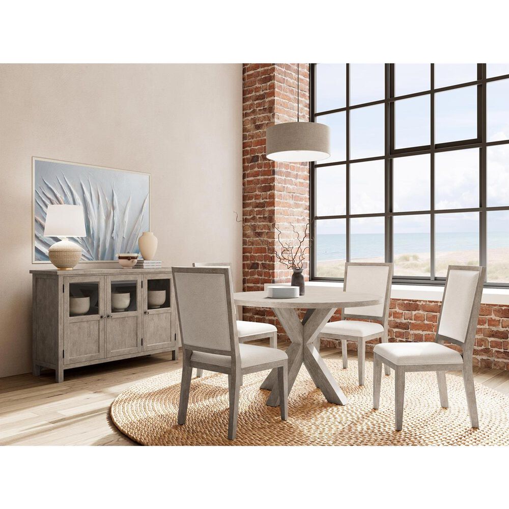 Riverside Furniture Bennett Round Dining Table in Frosted Gray - Table Only, , large