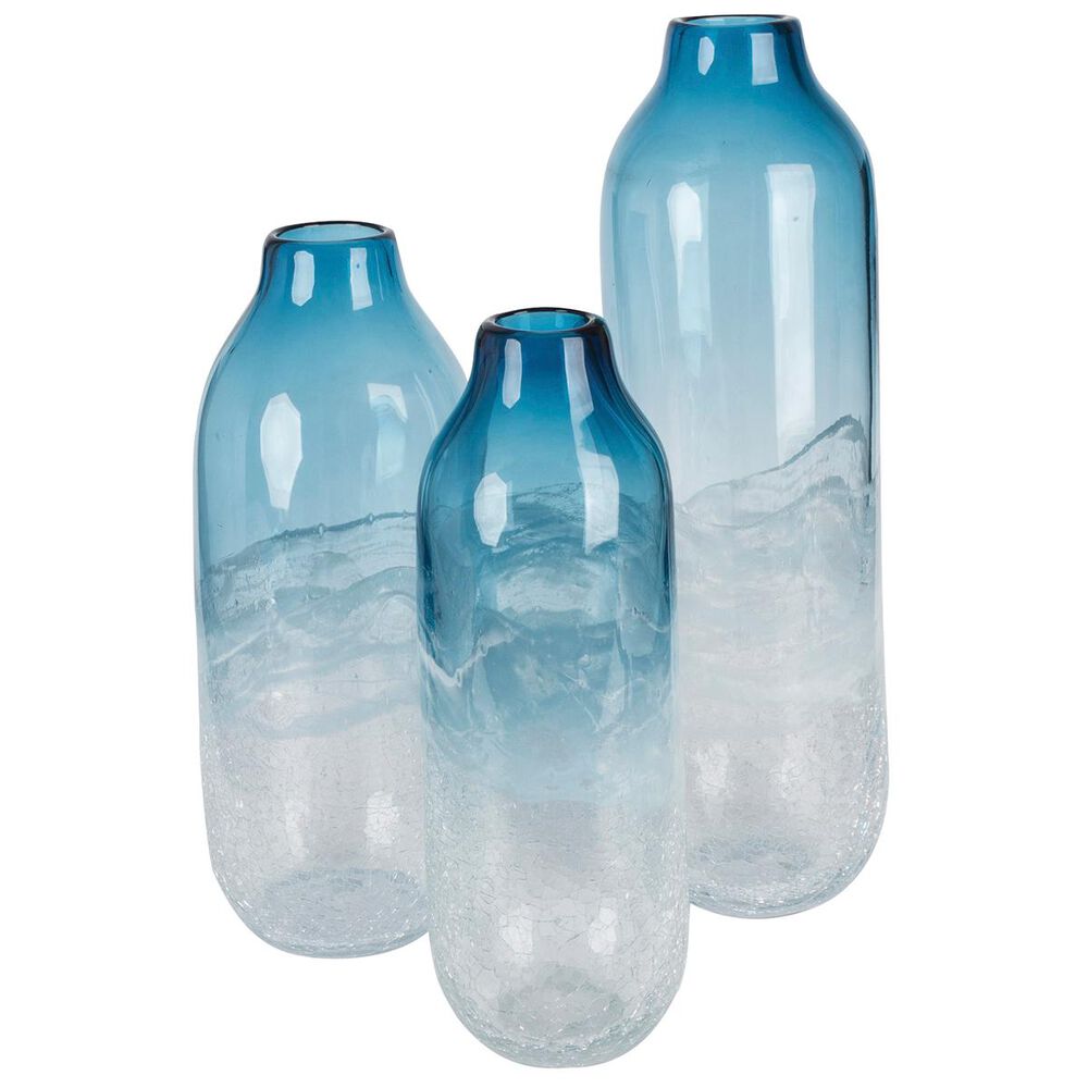 The Gerson Company Art Glass Vase in Blue and Clear (Set of 3), , large