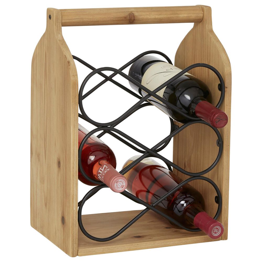 Maple and Jade 15" Rustic Wood Wine Rack in Brown and Black, , large