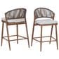 Hearth and Haven 26" Outdoor Counter Stool with Teak Frame in Light Gray (Set of 2), , large